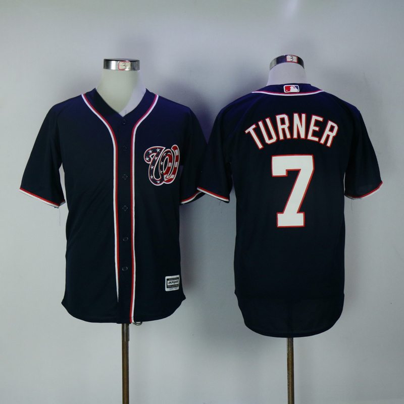 2017 MLB Washington Nationals #7 Turner Blue Game Jerseys